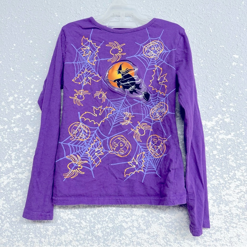 Girls purple light up witch Halloween tshirt sz 7-8